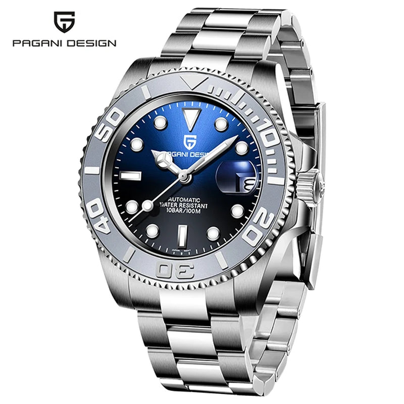 2023  New Luxury Men Mechanical Wristwatch Stainless Steel Sapphire Automatic Watch 100M Waterproof Clock