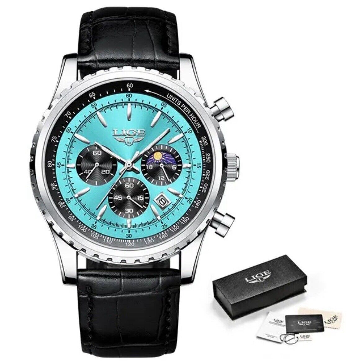 Original LIGE Herren Edelstahl Armbanduhr mit Chronograph LG8989F