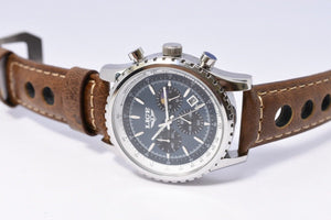 LIGE Herren Armbanduhr Chronograph Quarzuhr LG8989K mit Lederarmband - Unique