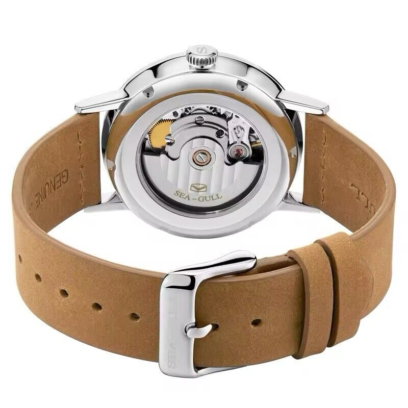 Elegante Seagull Automatikuhr 819.93.6099 Variante grün mit Lederarmband