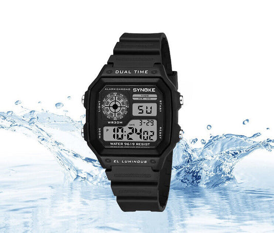 Digital Uhr, Sportwatch, SYNOKE, Military, LEDBeleuchtung, Dual Time, Unisex NEU