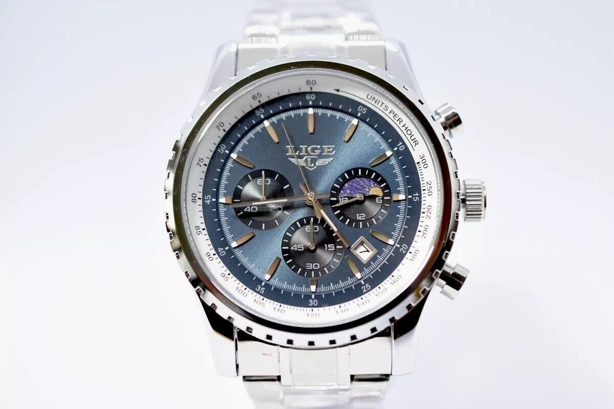 Bestseller: Original LIGE Herren Edelstahl Armbanduhr mit Chronograph LG8989K