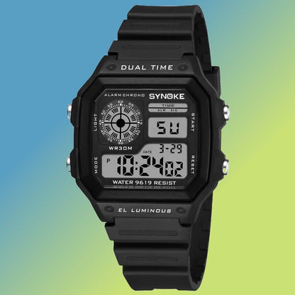 Digital Uhr, Sportwatch, SYNOKE, Military, LEDBeleuchtung, Dual Time, Unisex NEU