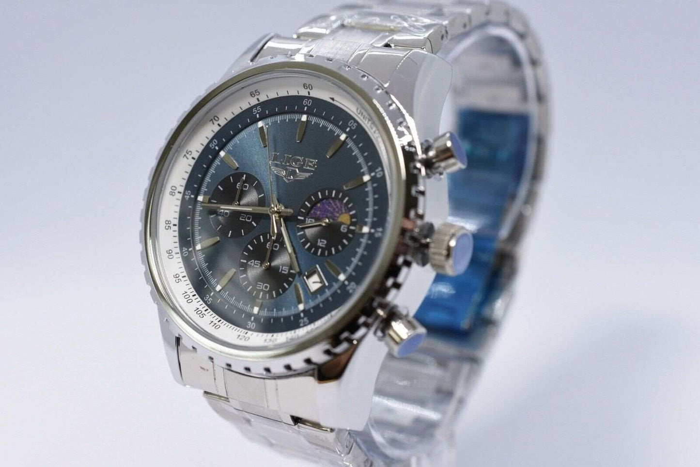 Bestseller: Original LIGE Herren Edelstahl Armbanduhr mit Chronograph LG8989K