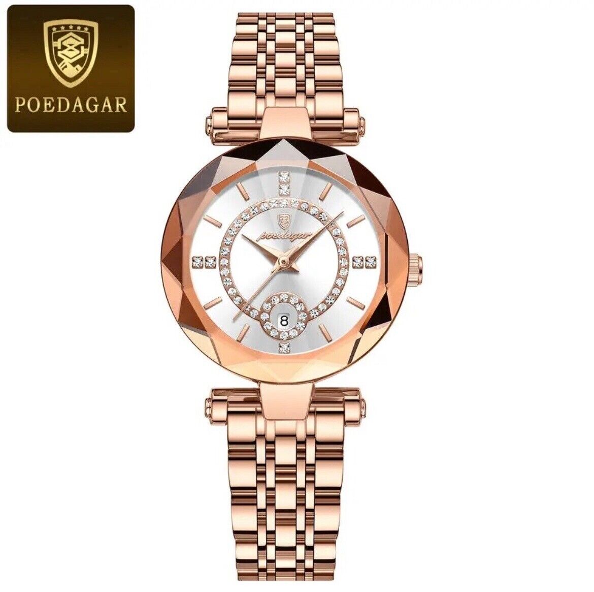 Poedagar Damen Luxus Quarzuhr 726 RG WH S