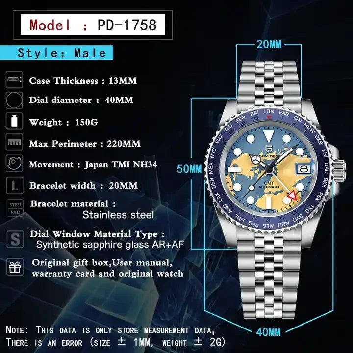 **Luxus Pagani Design 1758 GMT Automatikuhr mit Keramiklünette** - Michas.Zeithaus