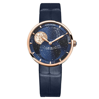 AGELOCER Astronomer Women's Luxury Quartz Moon Phase Watch - Michas.Zeithaus