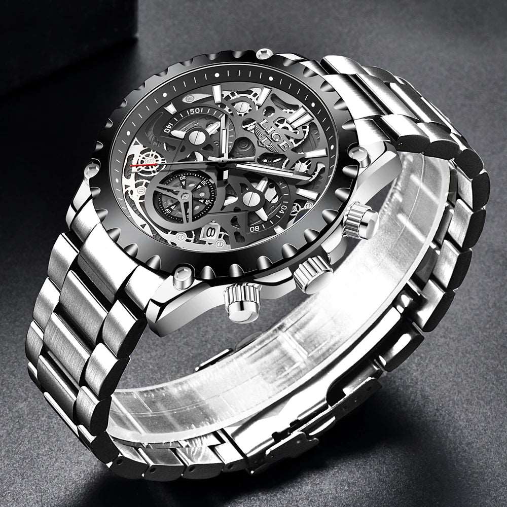 2022 LIGE Hot Fashion Hollow Out Wristwatches Full Stainless Steel LG8950 - Michas.Zeithaus