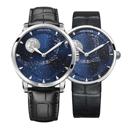 Agelocer Moon Phase Mechanical Movement Automatic Watch Couple Pair Watches - Michas.Zeithaus