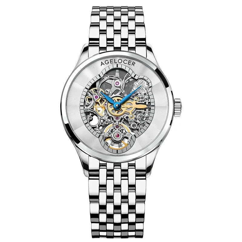 AGELOCER Women Automatic Mechanical Skeleton Design Watch - Michas.Zeithaus