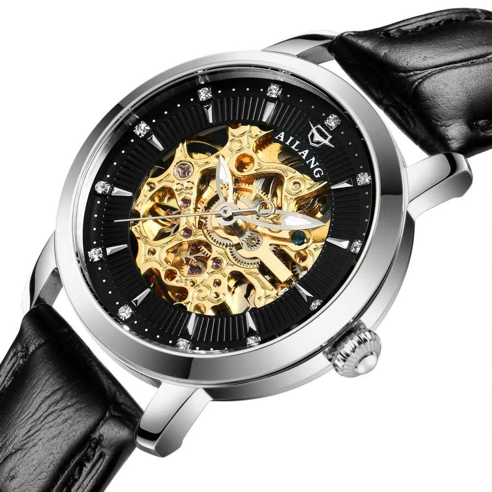 AILANG 6813 Luxury Women Automatic Mechanical watch with Leather Band - Michas.Zeithaus