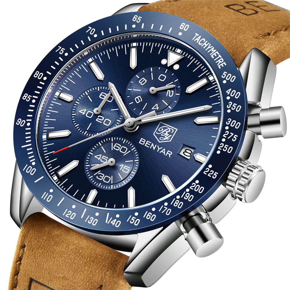 BENYAR Watch Business Full Steel Quartz Top Brand Luxury Casual Waterproof Sports Male Wristwatch Relogio Masculino 