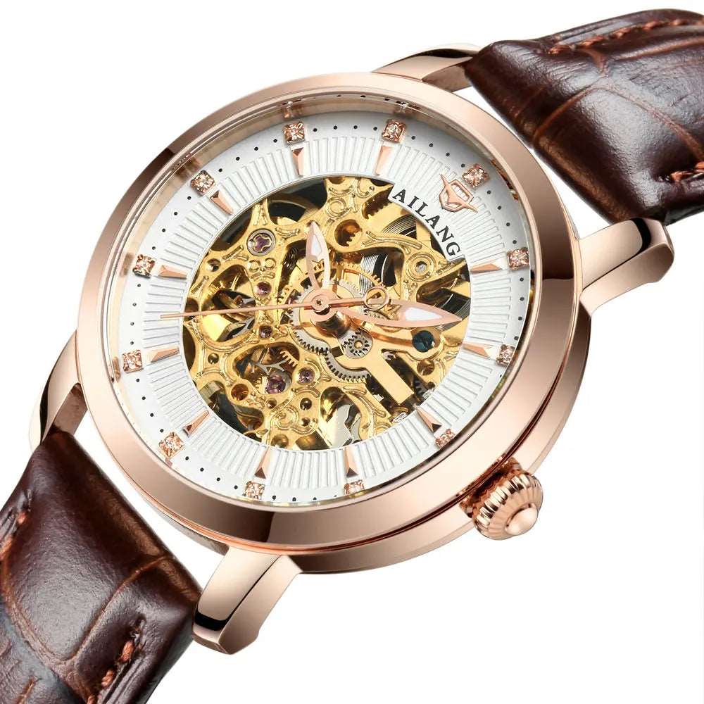 AILANG 6813 Luxury Women Automatic Mechanical watch with Leather Band - Michas.Zeithaus