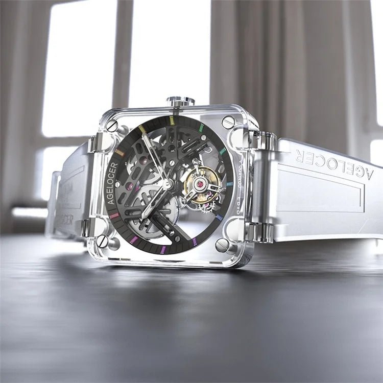 AGELOCER Fully Transparent Sapphire Tourbillon Watch Mechanical - Michas.Zeithaus