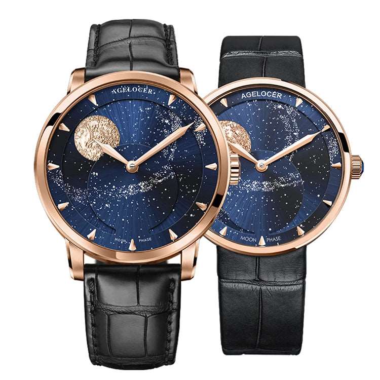 Agelocer Moon Phase Mechanical Movement Automatic Watch Couple Pair Watches - Michas.Zeithaus