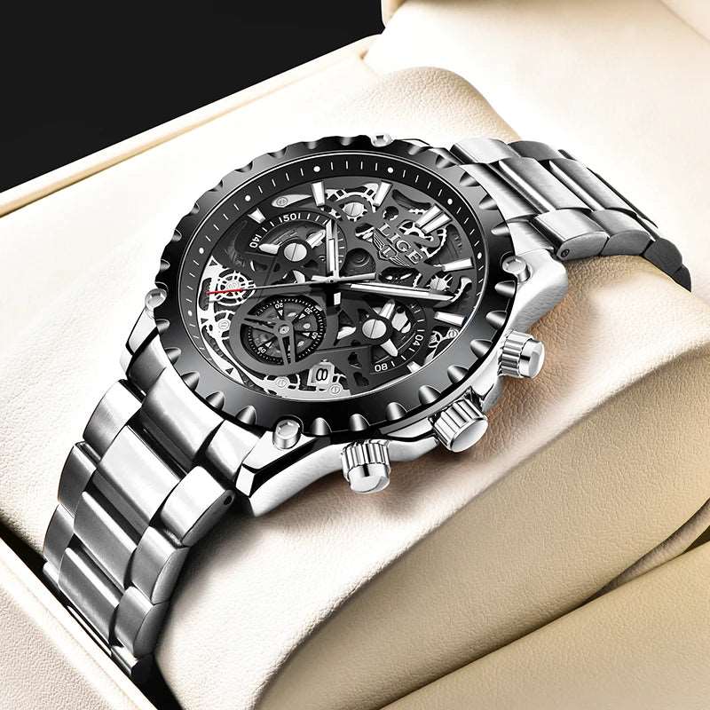 2022 LIGE Hot Fashion Hollow Out Wristwatches Full Stainless Steel LG8950 - Michas.Zeithaus