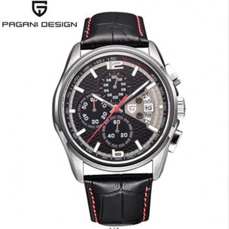 Pagani Design 3306 Luxury Leather Strap Multifunction Quartz Watch+ Chronograph - Michas.Zeithaus