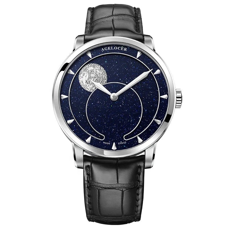 AGELOCER Moonphase Automatic Mechanical Watch 316L 6406A1 - Michas.Zeithaus