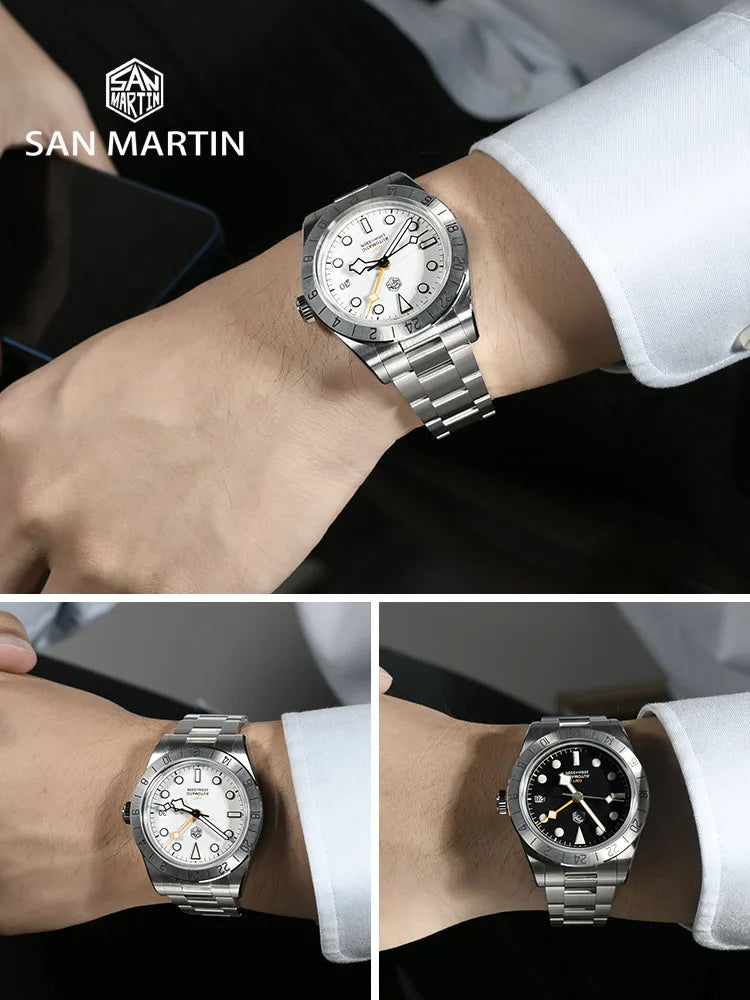 ****San Martin New 39mm Automatic Mechanical GMT Watch NH34 Stainless Steel