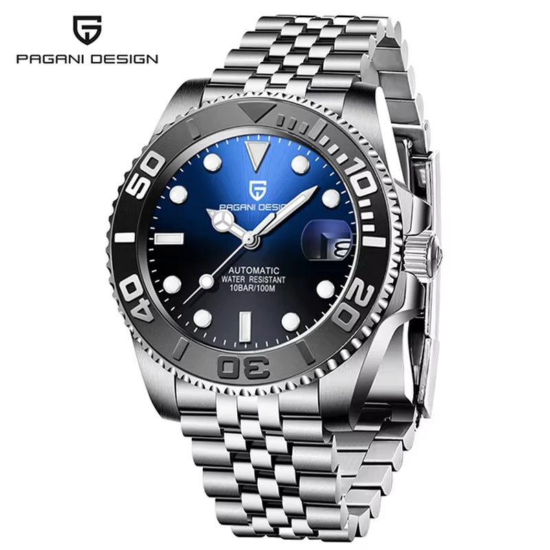 2023  New Luxury Men Mechanical Wristwatch Stainless Steel Sapphire Automatic Watch 100M Waterproof Clock