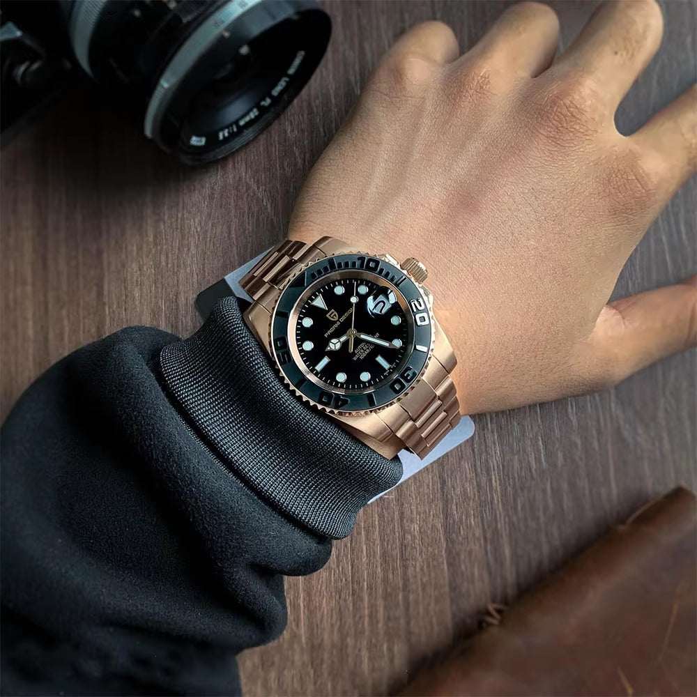 2023  New Luxury Men Mechanical Wristwatch Stainless Steel Sapphire Automatic Watch 100M Waterproof Clock